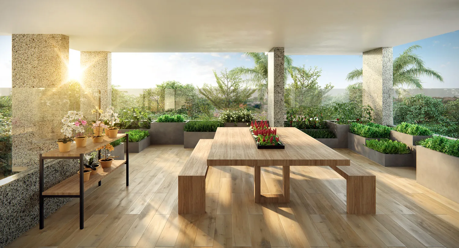 Espaço gourmet aberto do Kaá Residencial